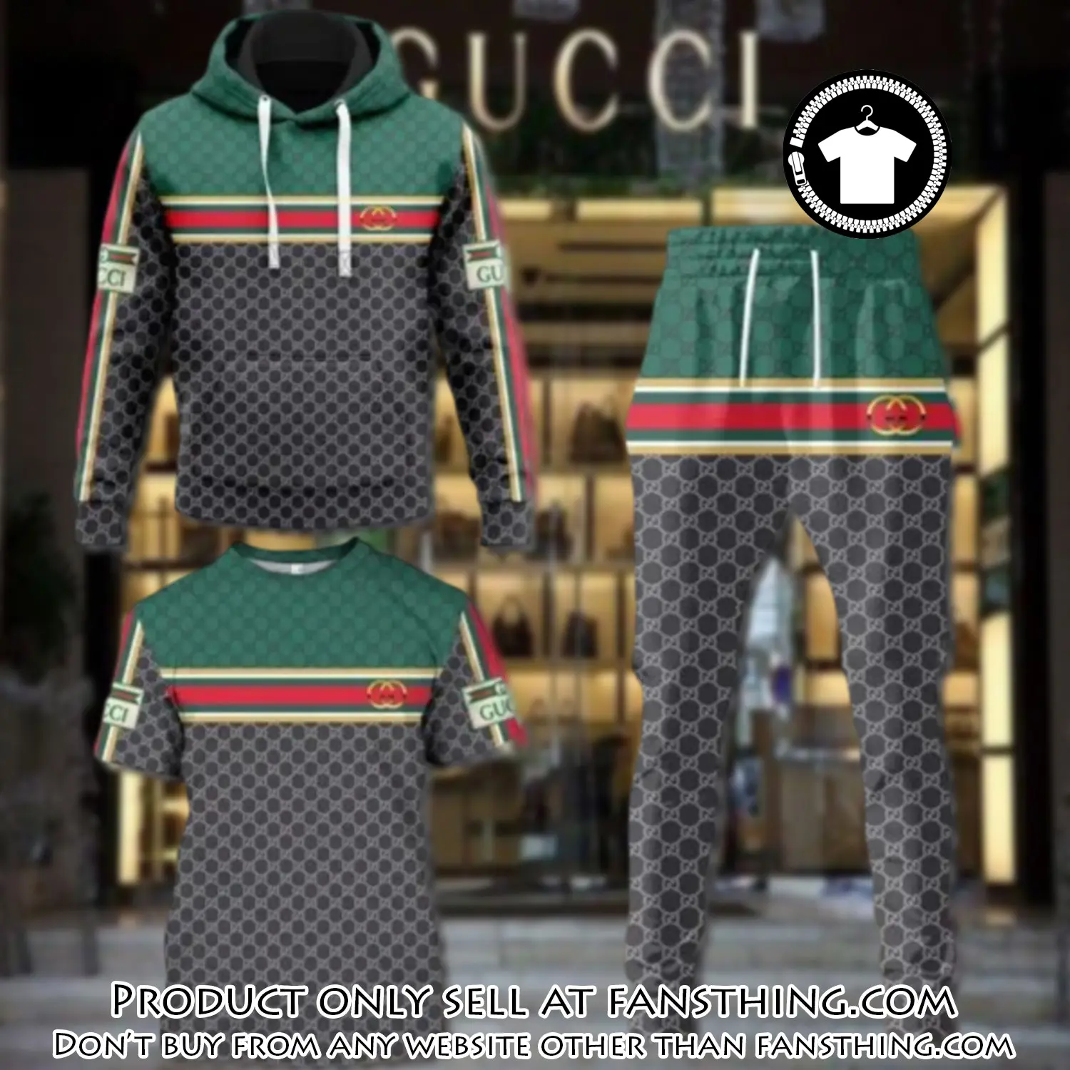 Gucci pattern unisex tshirt hoodie long pants set luxury brand clothing special gift outfit for men women fst5532155